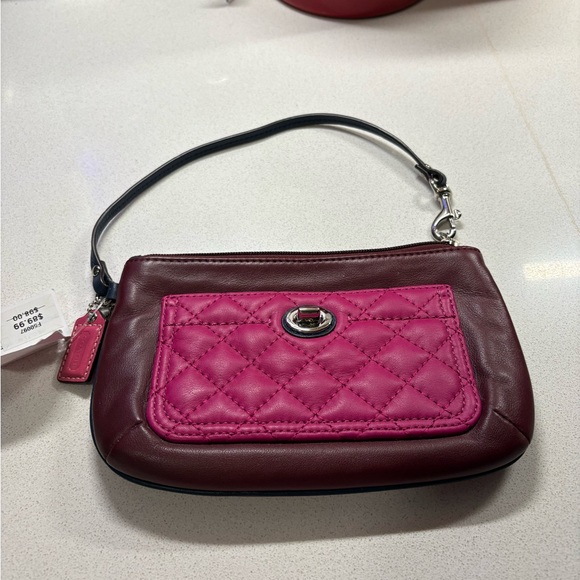 Coach Pink & Brown Wristlet NWT
